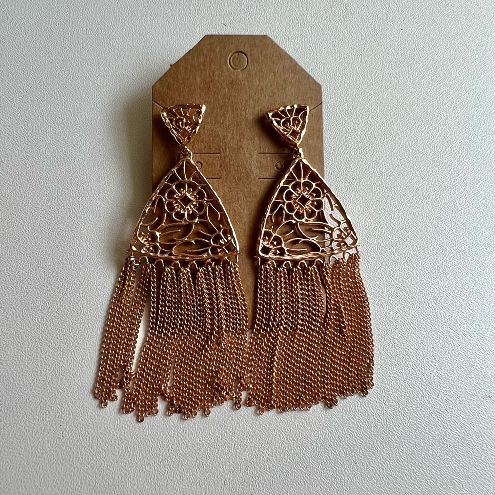 Kendra Scott Ana Rose Gold Floral Tassel Earrings